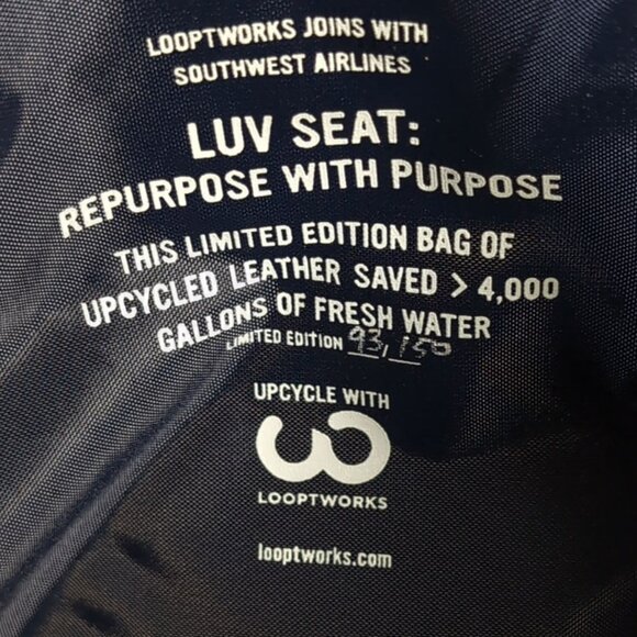 Looptworks Southwest Airline Leather Seats Upcycled Shoulder Tote - Picture 13 of 15
